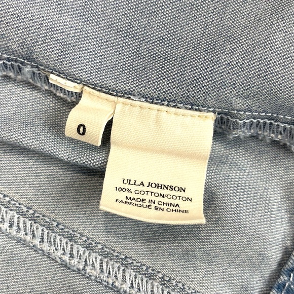 Ulla Johnson Light Wash Denim Cotton Jacket Collarless Puff Sleeve Boho Eclectic - Picture 9 of 9